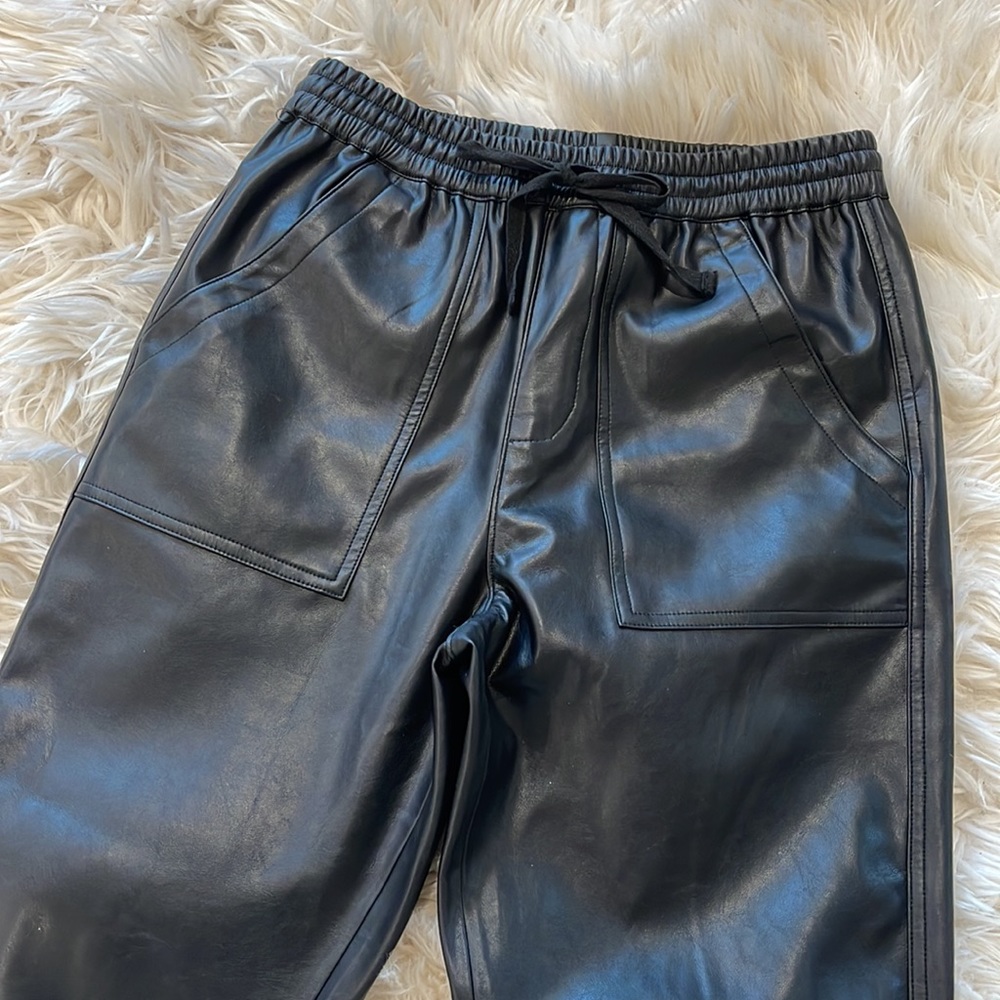 Faux Leather Drawstring Pants - image 2